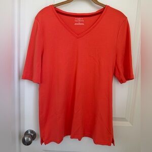 Talbots Bright Coral V-Neck Short Sleeve Tee
